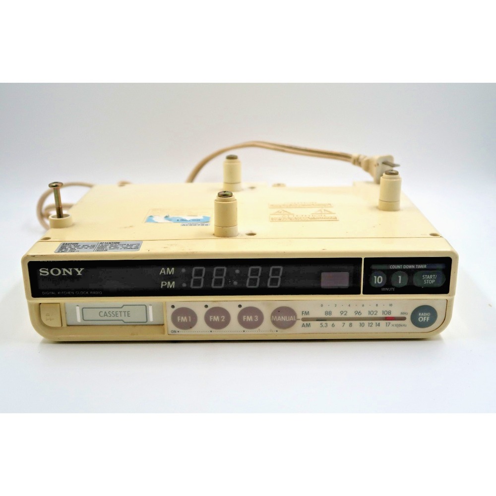 Sony ICF-C560 White Under Cabinet Counter Clock Radio AM/FM Tape Player Tested